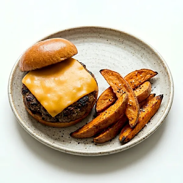 Steakhouse Burger With Roasted Sweet Potato